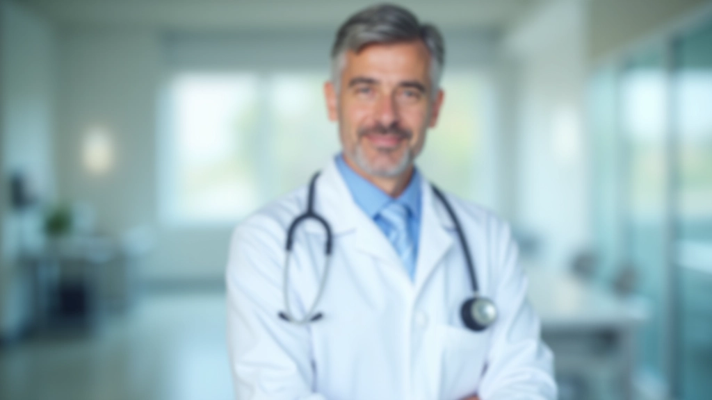 Ältere Person bei medizinischer Untersuchung, Arzt mit Stethoskop, helles Krankenhauszimmer