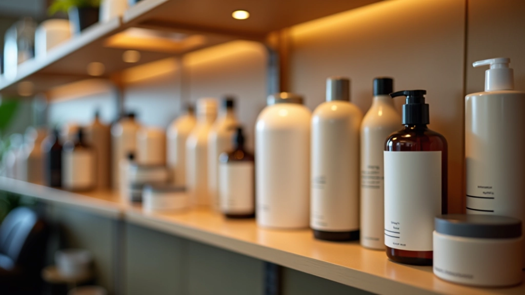 Professionelle Haarprodukte, Shampoos und Farbstoffe im Frisörsalon
