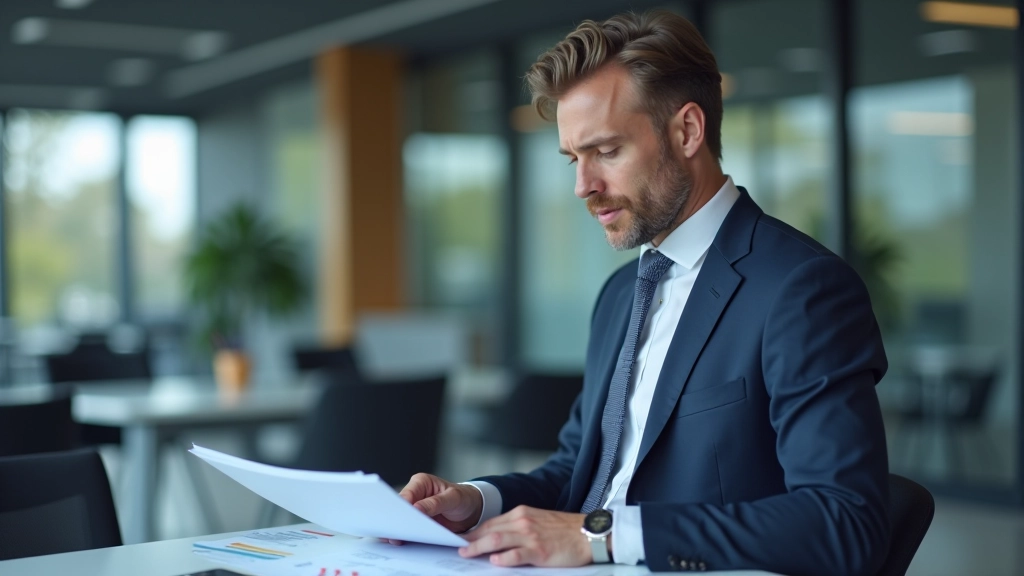 Versicherungsfachmann erklärt Kostenfaktoren anhand von Dokumenten und Grafiken, Büroumgebung mit Charts