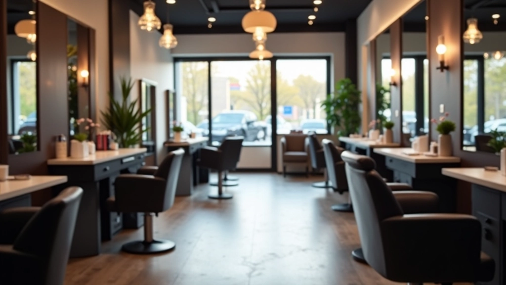Frisörsalon mit modernem Mobiliar, Spiegeln und Styling-Stationen